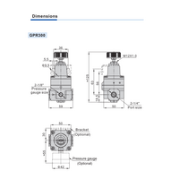 GPR30008LJT AIRTAC PRECISION REGULATOR<BR>GPR300 SERIES 1/4" NPT 1-30 PSI GA